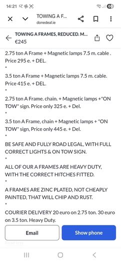 3.5 ton..Heavy duty A towing Frame...Brand new in box..
