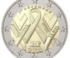 France 2 Euro Commemorative Coin 2014 - World AIDS Day. Uncirculated.