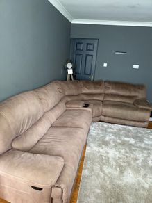 Fabric Corner Recliner Sofa - Taupe