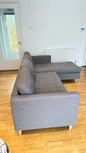 Sofa 3 Seater with Chaise Lounge Grey