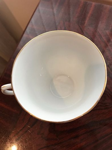 5 stamped china tea cups floral pattern and gold  guided cup