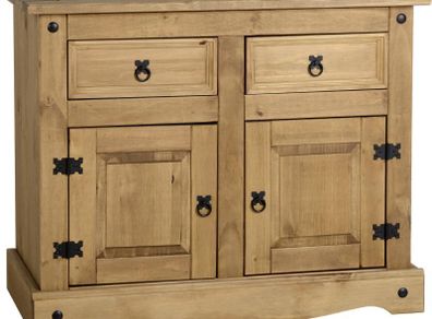 Corona 2 Door 2 Drawer Sideboard in Distressed Waxed Pine