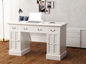 Double Pedestal Desk White 140x48x80 cm
