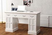 Double Pedestal Desk White 140x48x80 cm