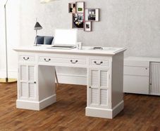 Double Pedestal Desk White 140x48x80 cm