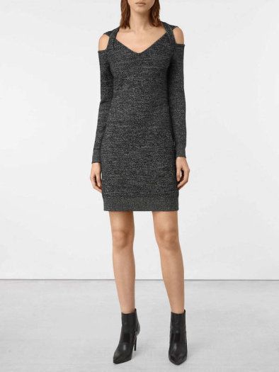 ALL SAINTS Wool Open Shoulders Knit Dress