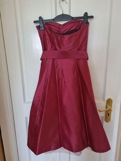 Cerise pink strapless bridesmaid dresses