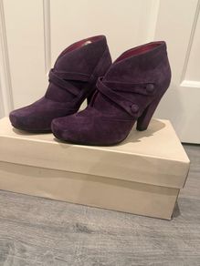 Purple suede ankle boots