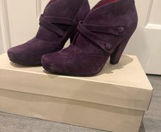 Purple suede ankle boots