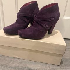 Purple suede ankle boots