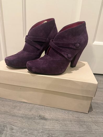 Purple suede ankle boots