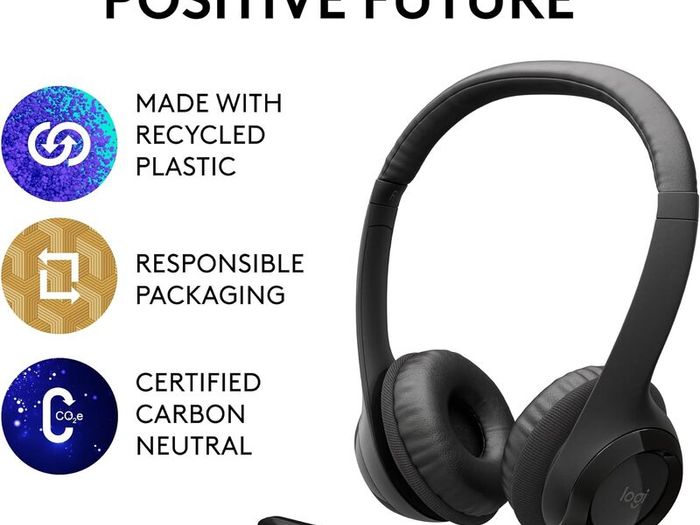 Logitech H390 Wired Headset, Stereo Headphones with Noise Cancelling Microphone, USB-A - Black