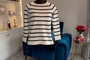 Ladies Cream &amp; Black Striped Jumper from Gallery. Size Xs UK 6-8 / EU 34-36