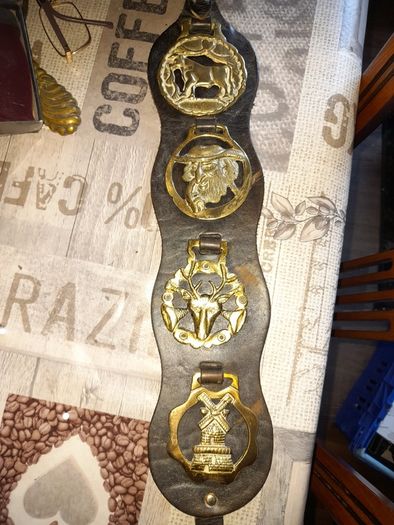 Horse Brass Martingale Decorative Brass Plaques Mounted on a Leather Strap