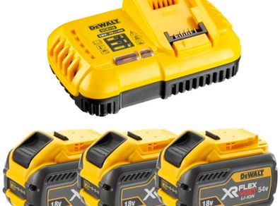 DeWalt 54v FlexVolt 3 x 9Ah Batteries and 8A Fast Charger