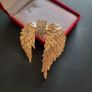 Gold Tone Angel Wing Brooch with Sparkling Crystals Large Guardian Angel Pin Badge Statement Broach Image 4