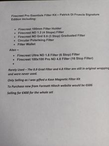 Camera Filter Kit - Formatt Hitech Firecrest brand