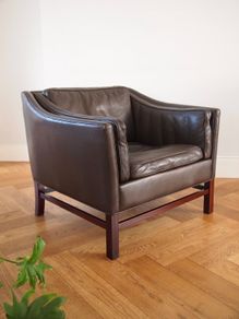 Georg Thams for Grant Mobelfabrik Mid Century Modern Danish Leather Armchair Vintage 1960s