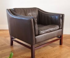 Georg Thams for Grant Mobelfabrik Mid Century Modern Danish Leather Armchair Vintage 1960s