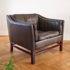 Georg Thams for Grant Mobelfabrik Mid Century Modern Danish Leather Armchair Vintage 1960s
