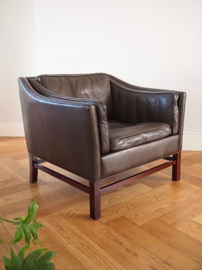 Georg Thams for Grant Mobelfabrik Mid Century Modern Danish Leather Armchair Vintage 1960s