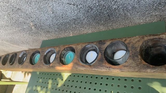 Old vintage wooden candle holder