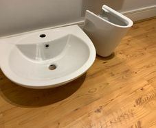 Wash basin with semi pedestal