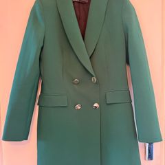 Zara Green Long Double Breasted Blazer
