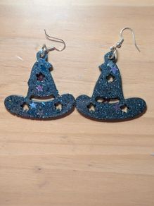Handmade Halloween Witches Hat Earrings