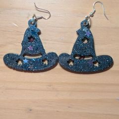Handmade Halloween Witches Hat Earrings