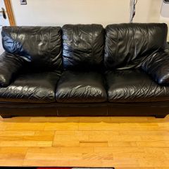 3 and 2 black leather sofa