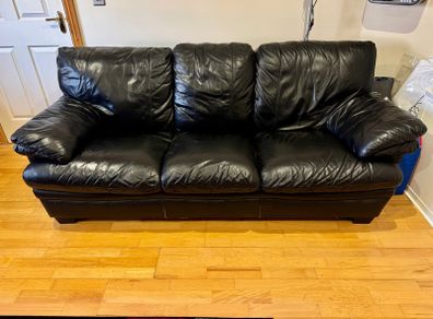 3 and 2 black leather sofa