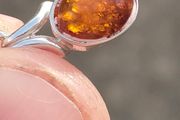 Sterling Silver Amber Pendant set