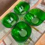 4 Stylish Vintage Vereco France Forest Green Clear Bowls with Tab Handles 1960 70s Image 3