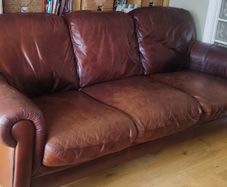 Brown leather sofa