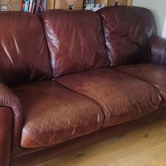 Brown leather sofa