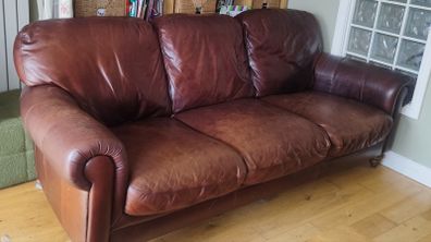 Brown leather sofa