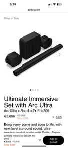Sonos Arc Ultra, Sub + 2 x 300's