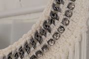 VINCE OTTO white fringed vest with jewelled neckline Sz S/M (Fit 8-10 UK)