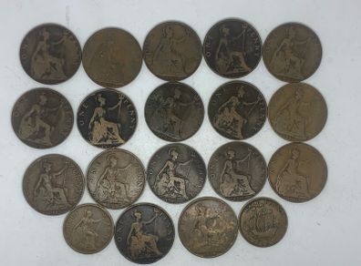 Great Britain UK Mainly Edward VII Penny Coin Lot see pictures for details