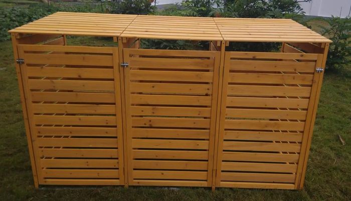 Wheelie Bin Storage  3 Bays - Natural