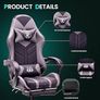 Gaming Chair with Footrest & Lumbar Support,Reclining Swivel Chair,Ergonomic Gaming Chair for Adults, High-Back Racing Style,Adjustable Height with Headrest Pillow Image 7