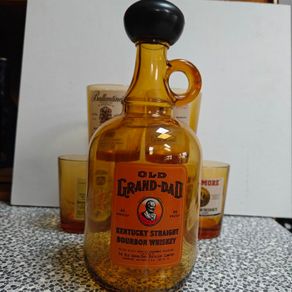 Retro smoked glass Scotch and US Bourbon Whiskey Glasses and Crock