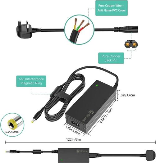 12V 5A 60W Security Camera Power Adapter 100V-240V AC to DC with 8-Way Power Splitter Cable Power Supply for CCTV Security Camera DVR, LED Strip Lights