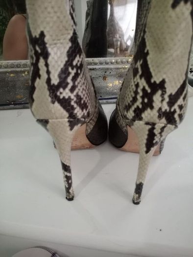 Authentic Paris Texas two tones python snake skin leather 100mm heels ankle boots