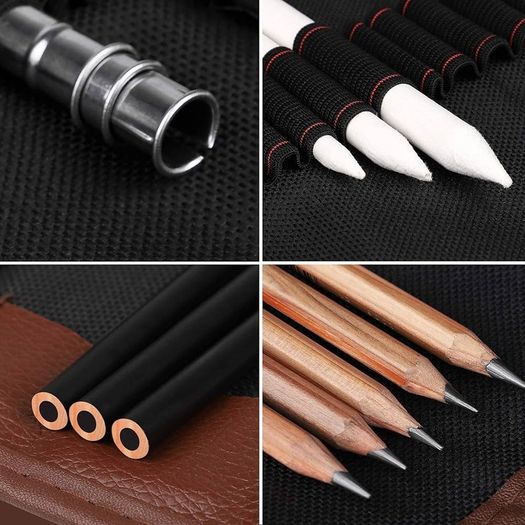 Drawing Pencils Set Sketching Pencils Sketch Kit Art Supplies with Graphite Charcoal Pencil Extender Blending Stumps in Roll up Case for Artists Kids Adults Beginners 29 Pack