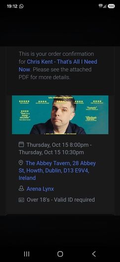 2 Tickets for Chris Kent.
