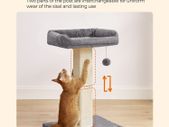 High quality Cat tree 71 cm with platform Cat tree, cat tree with platform made of plush 40 x 30 cm, cat scratching post, 71 cm high, scratching column with sisal, plush, light grey
