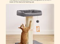 main image for ad High quality Cat tree 71 cm with platform Cat tree, cat tree with platform made of plush 40 x 30 cm, cat scratching post, 71 cm high, scratching column with sisal, plush, light grey
