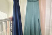Sage Green Halter Satin High-Slit Long Gown